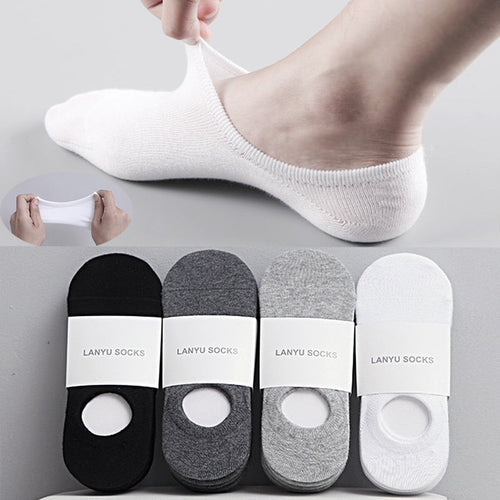 5Pair / Lot Fashion Boat Socks Summer Autumn Non-slip Silicone Invisible Cotton Socks