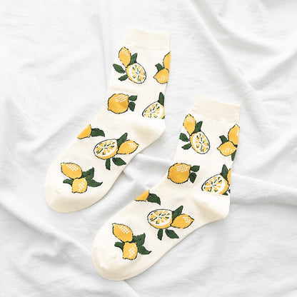 2023 New Cartoon Women&#39;s Breathable Cotton Socks Cute Cute fruit Lovely Pattern Girl Sock Combed of Pure Cotton Female Socks